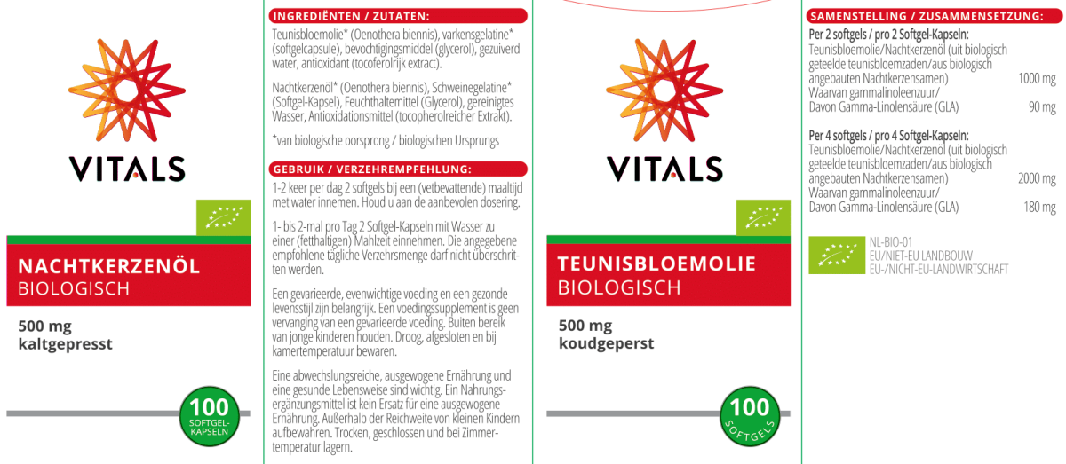 Teunisbloemolie Biologisch Softgels afbeelding van document #1, label