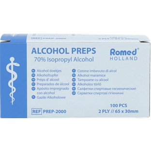 Romed Alcohol Doekjes 65x30mm 100ST Romed Alcohol Doekjes 65x30mm 100ST