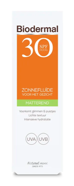 Biodermal Zonnefluïde Gezicht - Matterend SPF30 afbeelding