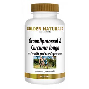Golden Naturals Groenlipmossel & Curcuma Longa Capsules 60CP Golden Naturals Groenlipmossel & Curcuma Longa Capsules 60CP