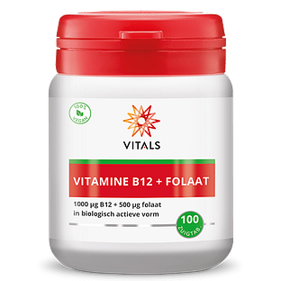 Vitals Vitamine B12 1000mcg + Folaat 500mcg Zuigtabletten 100ZTB Vitals Vitamine B12 1000mcg + Folaat 500mcg Zuigtabletten 100ZTB