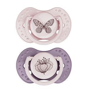 Difrax LOVI Dynamic Pacifier 0-3 Months Botanic Pink Purple - Fopspeen 2ST