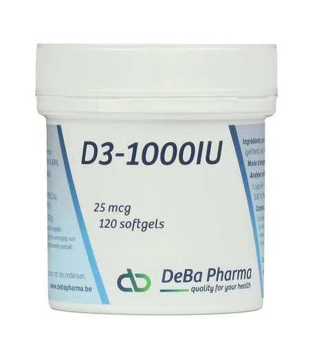 DeBa Pharma Vitamine D3-1000 IU 25 Mcg Softgels 120SG