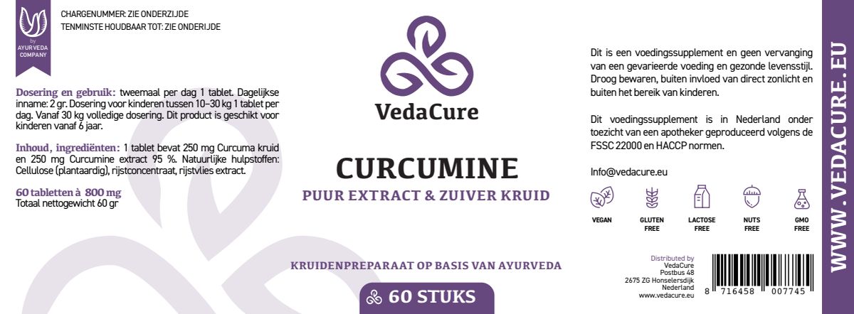 Curcumine Tabletten afbeelding van document #1, label