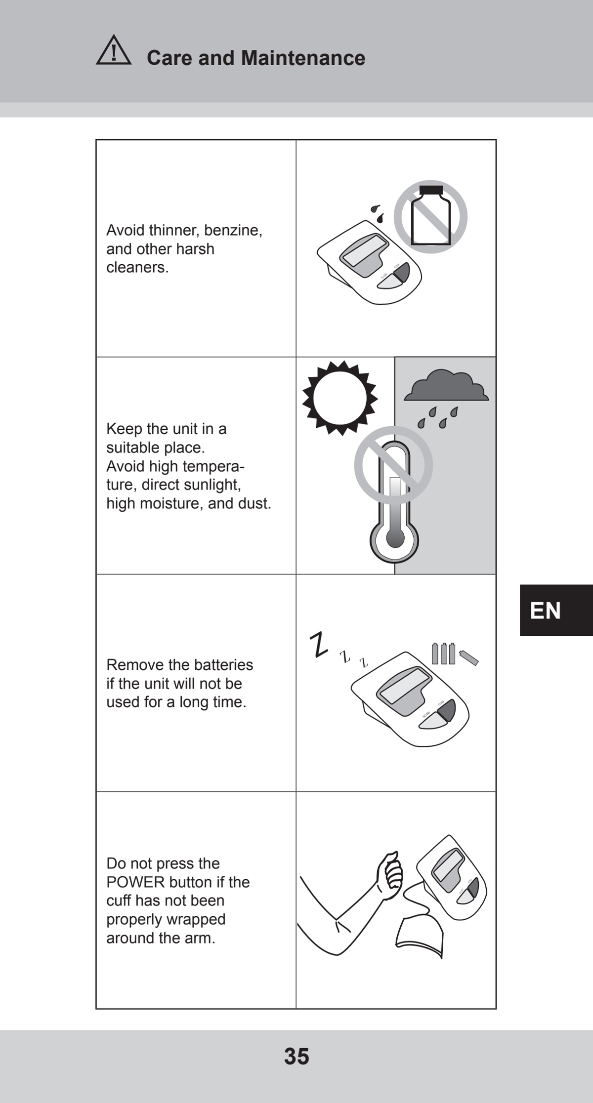 Bovenarm Bloeddrukmeter Desktop afbeelding van document #35, instructions