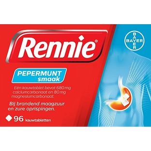 Rennie Pepermunt kauwtabletten bij brandend maagzuur 96TB
