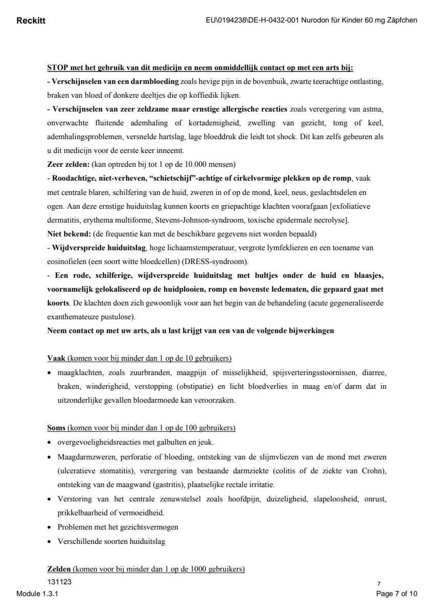 voor Kinderen Zetpil 60mg afbeelding van document #7, leaflet