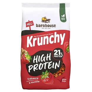 Barnhouse Krunchy High Protein Aarbeien - Vanille 450GR Barnhouse Krunchy High Protein Aarbeien - Vanille 450GR