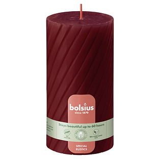 Bolsius Rustiek Twisted Ribbed Stompkaars Red Velvet 1ST
