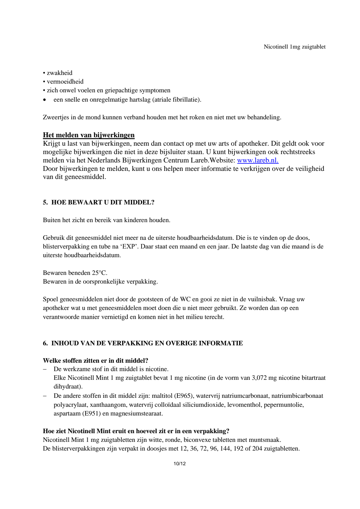 Zuigtablet Mint 1 mg -  voor stoppen met roken afbeelding van document #10, leaflet