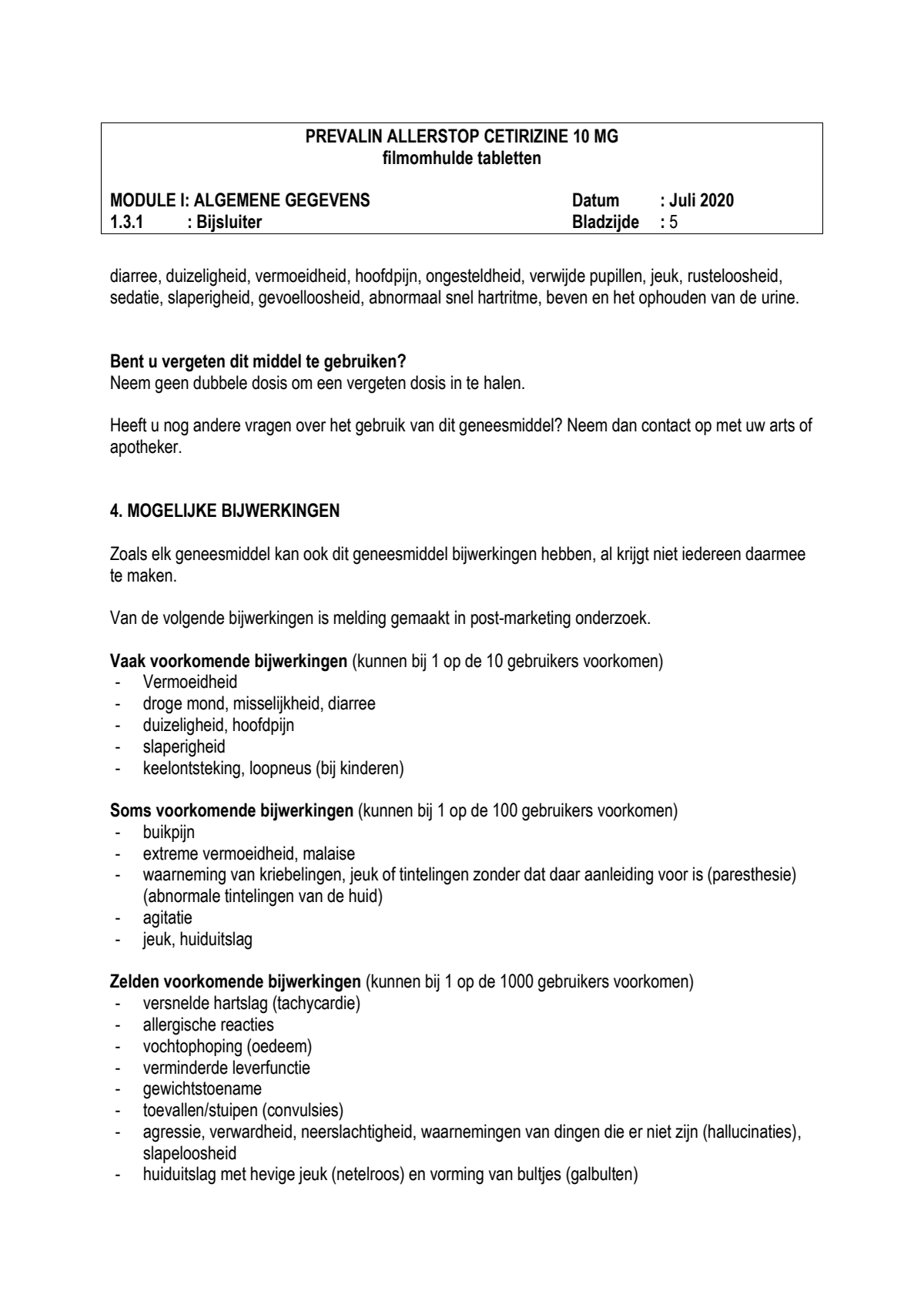 Allerstop Cetirzine 10mg Hooikoorts Tabletten afbeelding van document #5, leaflet