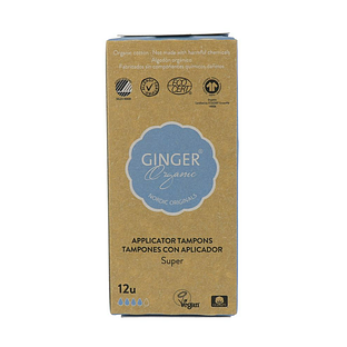 Ginger Organic Tampons Super Met Applicator 12ST