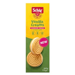 Schar Vanilla Creams Koekjes Suikervrij 115GR Schar Vanilla Creams Koekjes Suikervrij 115GR