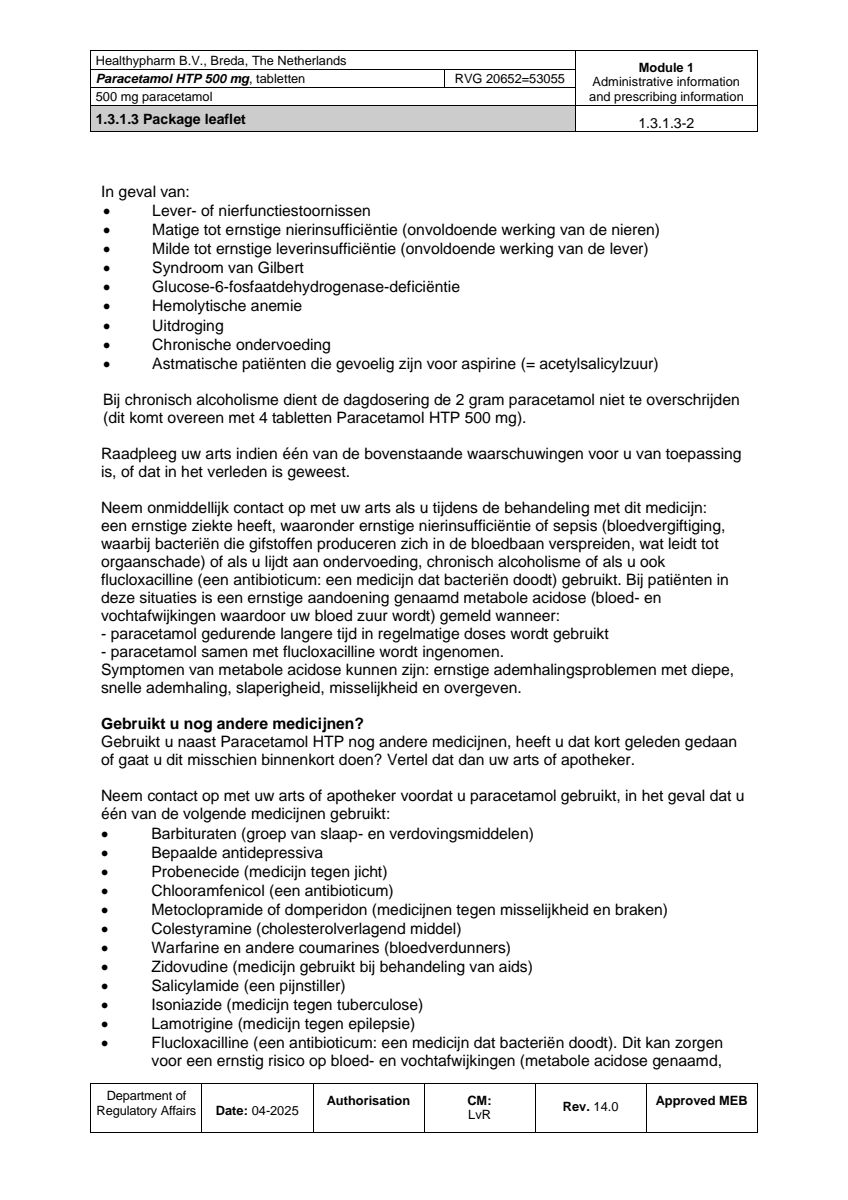 Paracetamol 500mg Tabletten afbeelding van document #2, leaflet