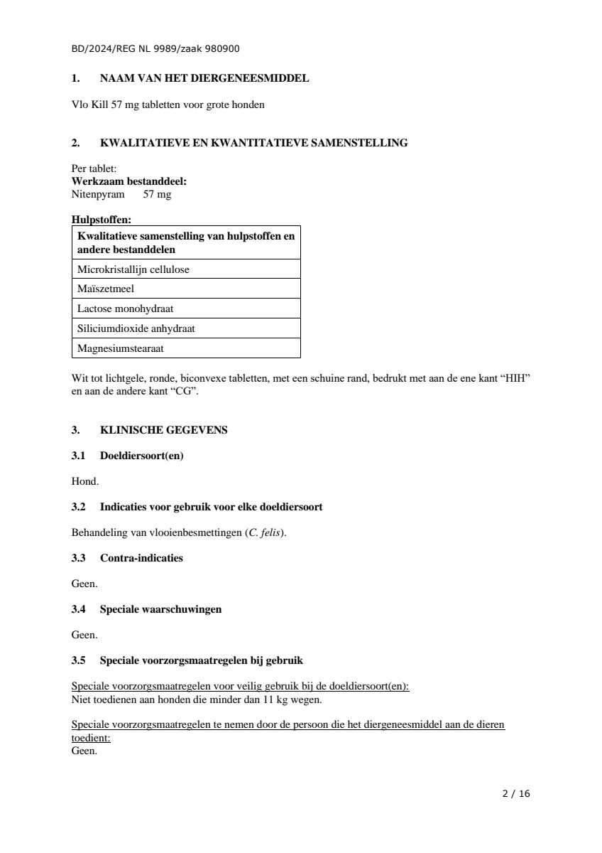 Vlo Kill Tabletten Grote Honden afbeelding van document #2, leaflet
