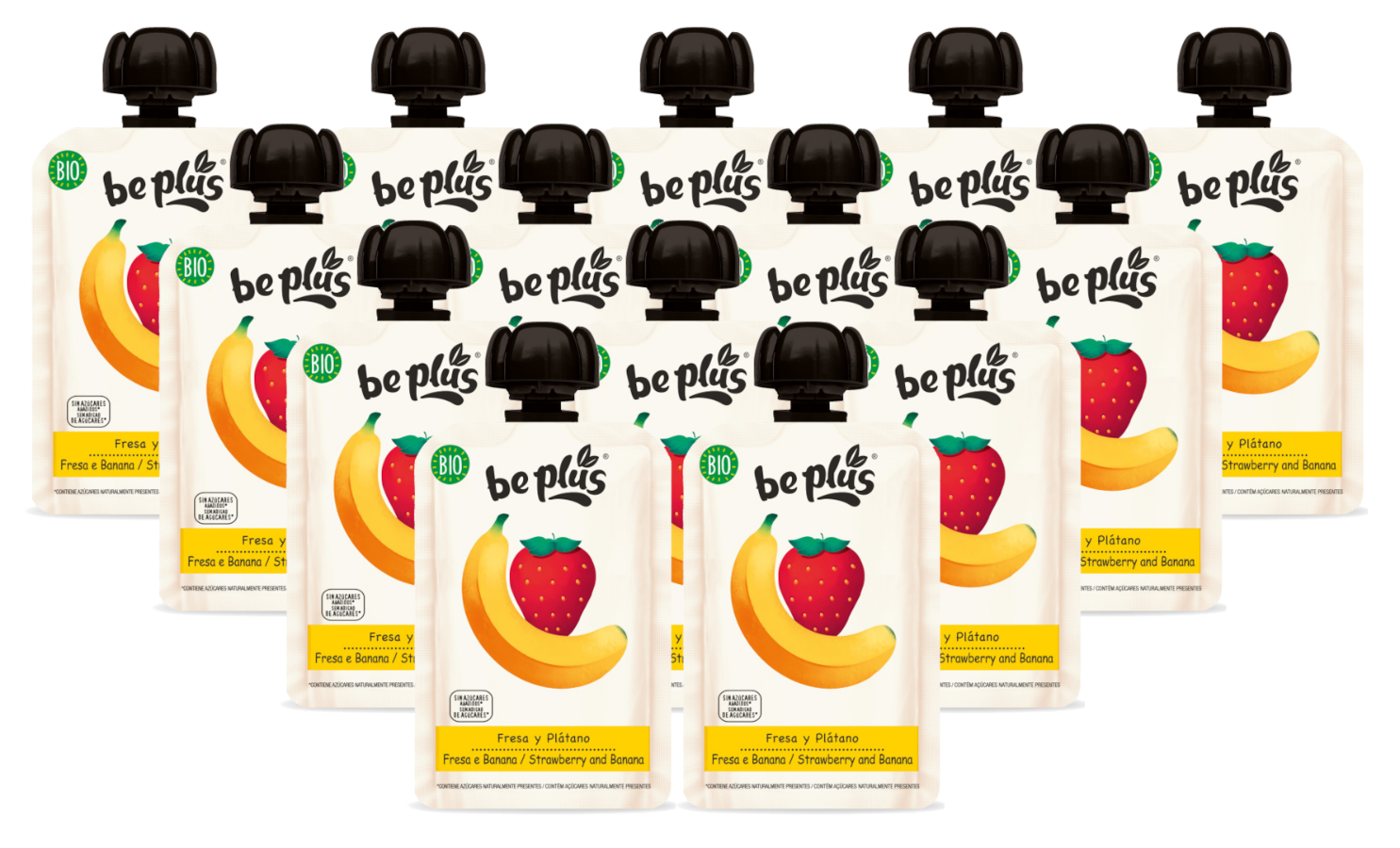 Be Plus Knijpfruit Strawberry & Banana Multiverpakking