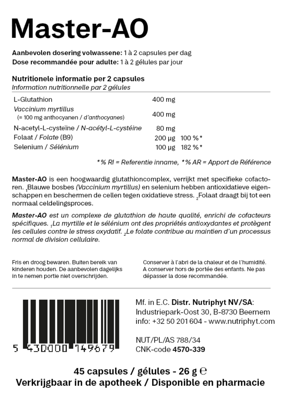 Master-AO Capsules afbeelding van document #1, label