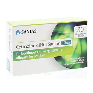 Sanias Cetirizine 10mg Tabletten - bij hooikoorts en vergelijkbare allergische reacties - 30TB