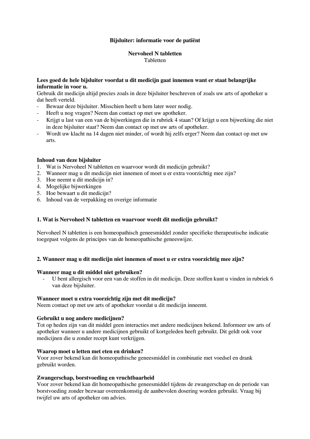 Nervoheel N Tabletten afbeelding van document #1, leaflet