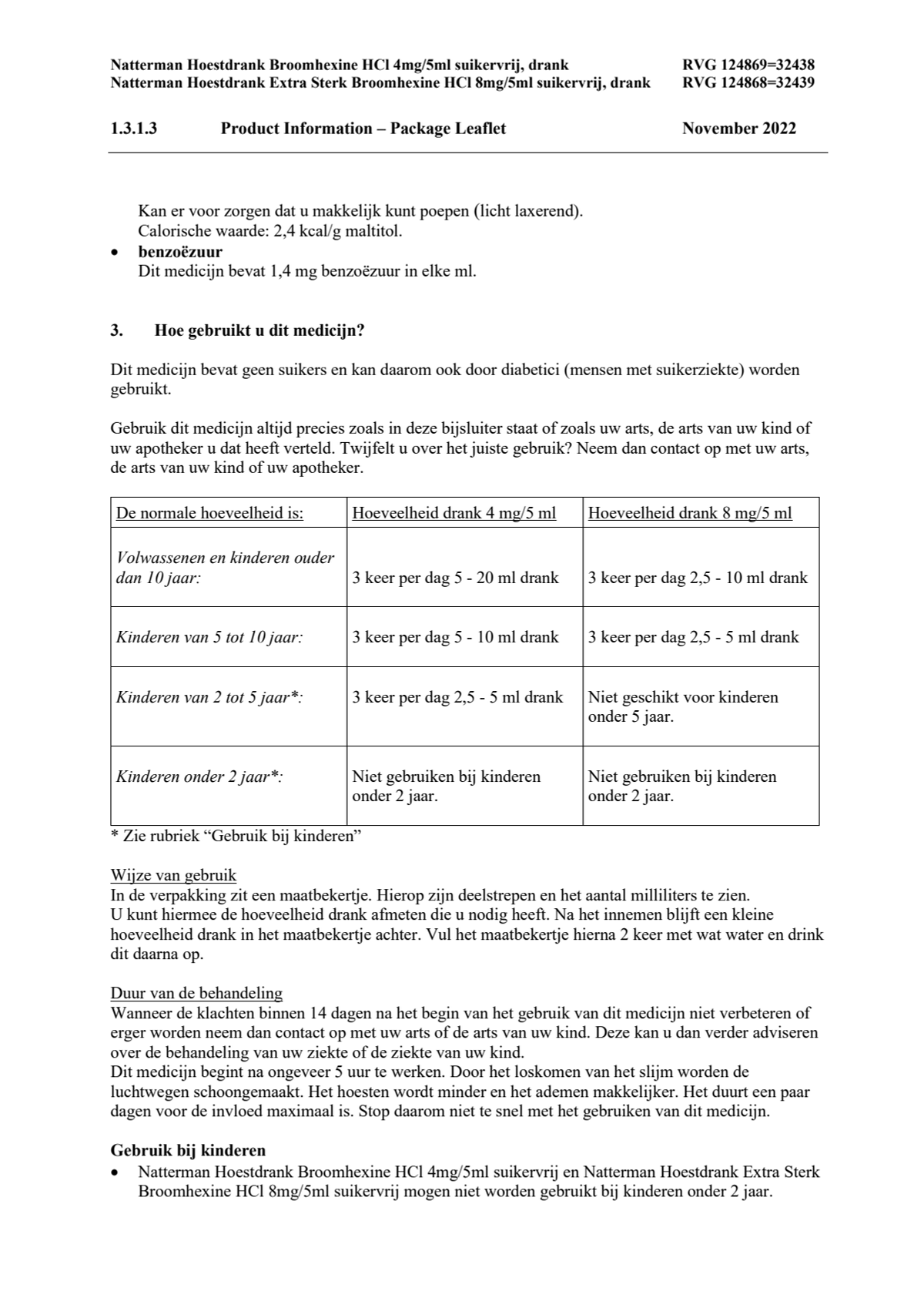 Hoestdrank Broomhexine HCI 4mg/5ml suikervrij afbeelding van document #3, leaflet