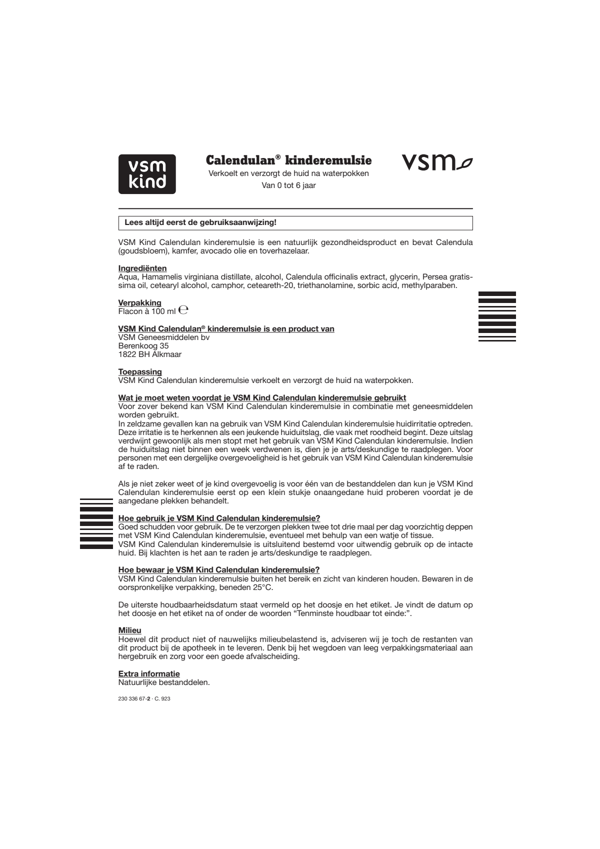 Kind Calendulan Emulsie afbeelding van document #1, instructions