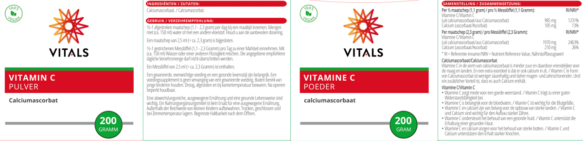 Vitamine C Poeder Calciumascorbaat afbeelding van document #1, label