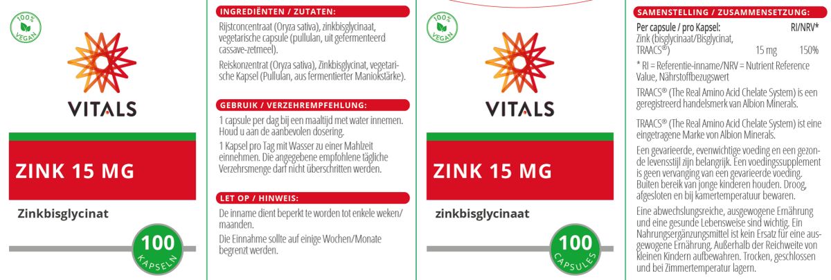 Zink 15mg Capsules afbeelding van document #1, label