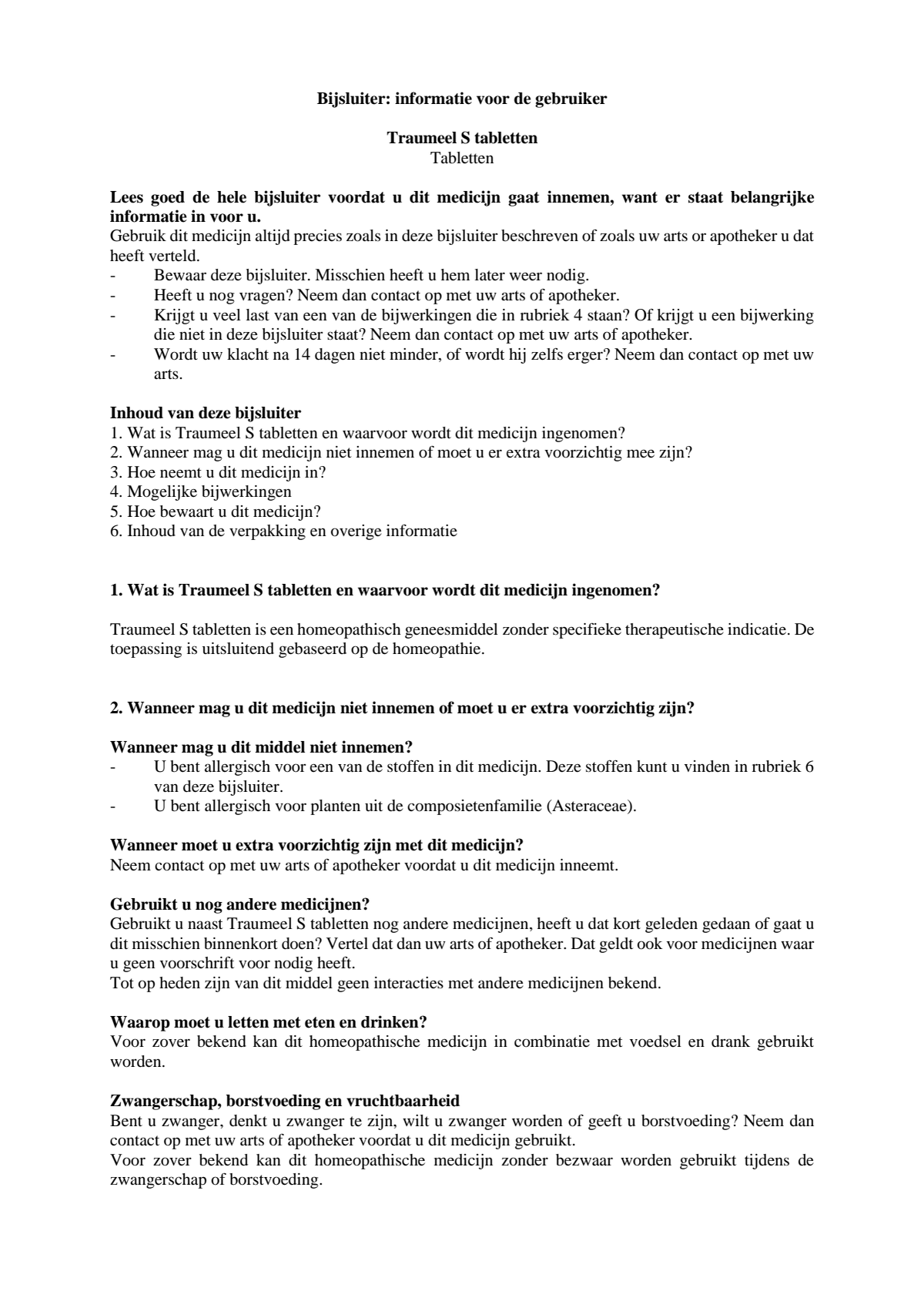 Traumeel S afbeelding van document #1, leaflet