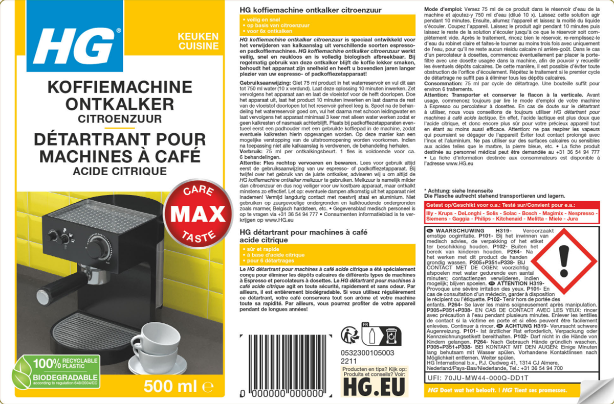 Keuken Koffiemachine Ontkalker Citroenzuur afbeelding van document #1, label