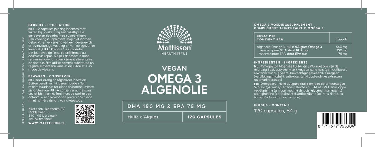 Omega 3 Algenolie Capsules afbeelding van document #1, label