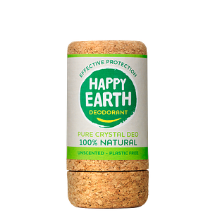 Happy Earth 100% Natural Crystal Deo Unscented Plastic Free 90GR