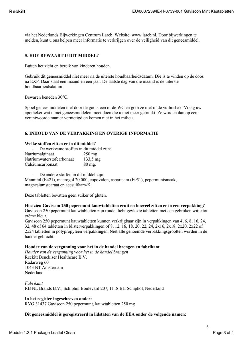250 Pepermunt Kauwtabletten afbeelding van document #3, leaflet