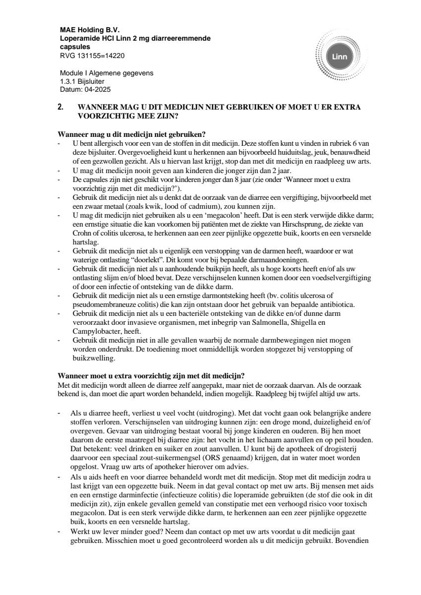 Loperamide Diarreeremmende Capsules afbeelding van document #2, leaflet