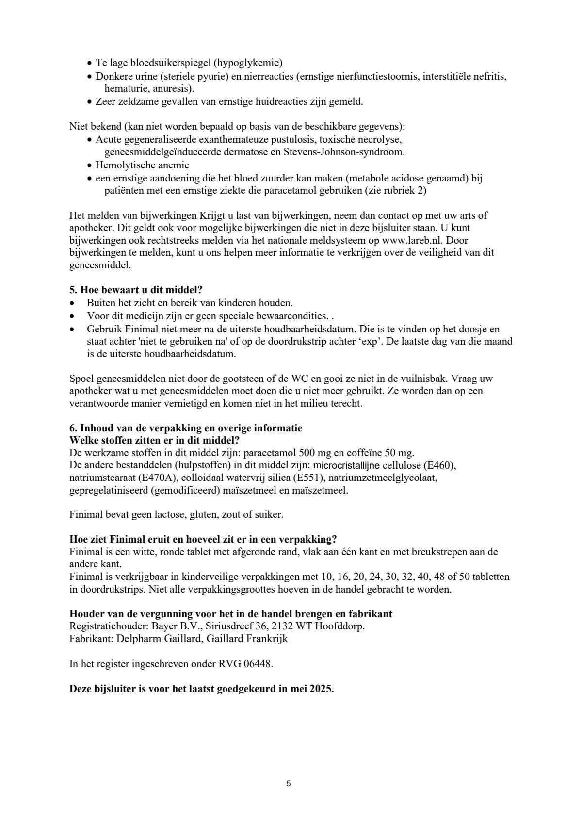 Paracetamol 500mg/Coffeine 50mg afbeelding van document #5, leaflet