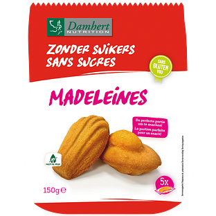 Damhert Glutenvrije Madeleines Suikervrij 150GR Damhert Glutenvrije Madeleines Suikervrij 150GR