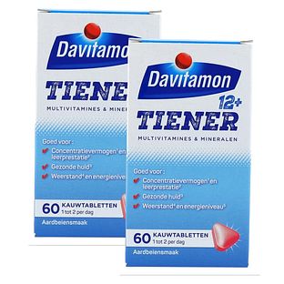 Davitamon Multi 12+ Tiener Kauwtabletten Aardbei 2x60KTB Davitamon Multi 12+ Tiener Kauwtabletten Aardbei 2x60KTB
