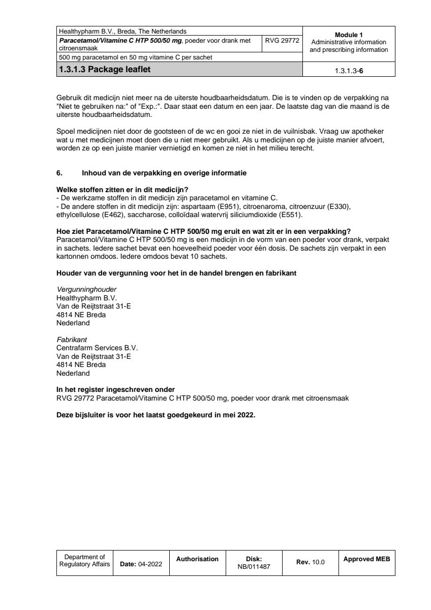 Paracetamol Vitamine C Sachet afbeelding van document #6, leaflet