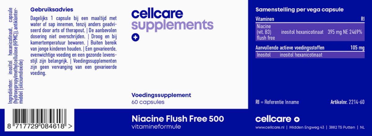 Niacine Flush Free 500mg Capsules afbeelding van document #1, label