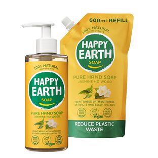 Happy Earth Jasmine Ho Wood Handzeep + Refill Combi Pack 2 Stuks