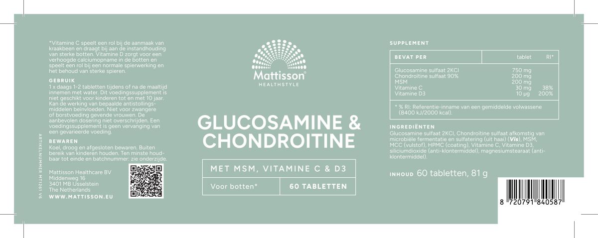 Glucosamine Chondroïtine met MSM, Vitamine C & D3 afbeelding van document #1, label