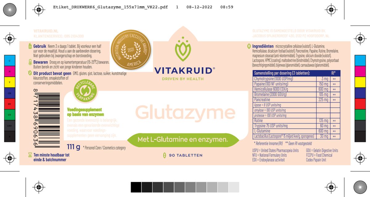 Glutazyme oa Spijsverteringsenzymen en L-Glutamine afbeelding van document #1, label
