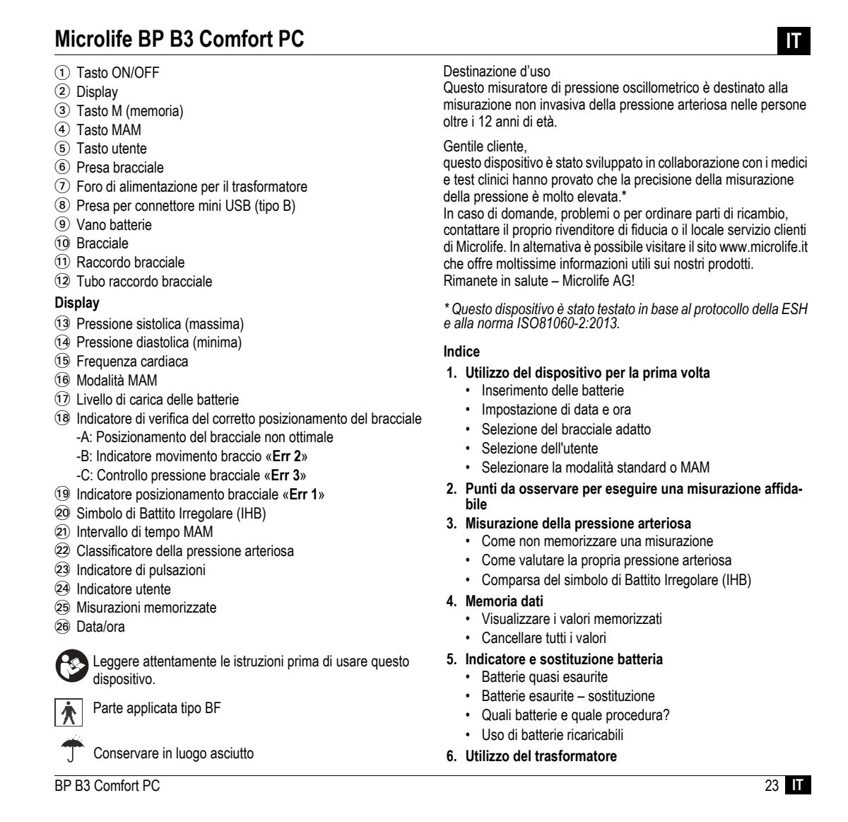 Microlife BP Bloeddrukmeter B3 Comfort PC afbeelding van document #25, instructions