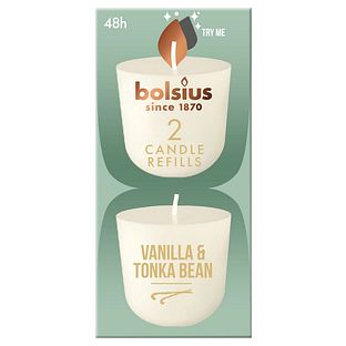 Bolsius 2 Candle Refills Vanilla & Tonka Bean 1ST