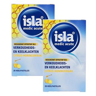 Isla Medic Acute Citrus Honing Keelpastilles - bij verkoudheids- en keelklachten Duoverpakking 2x20ST Isla Medic Acute Citrus Honing Keelpastilles - bij verkoudheids- en keelklachten Duoverpakking 2x20ST