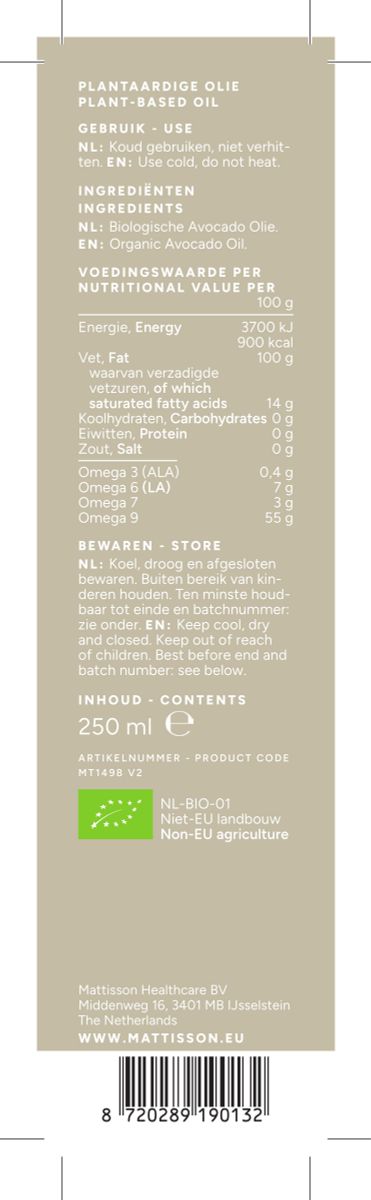 Biologische Avocado Olie afbeelding van document #1, label