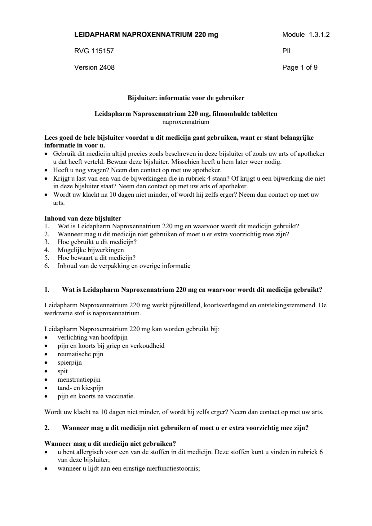 Naproxennatrium 220mg Tabletten afbeelding van document #1, leaflet