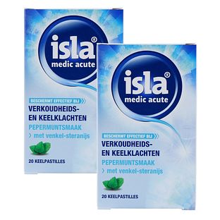 Isla Medic Acute Keelpastilles Pepermunt - bij verkoudheids- en keelklachten Duoverpakking 2x20ST