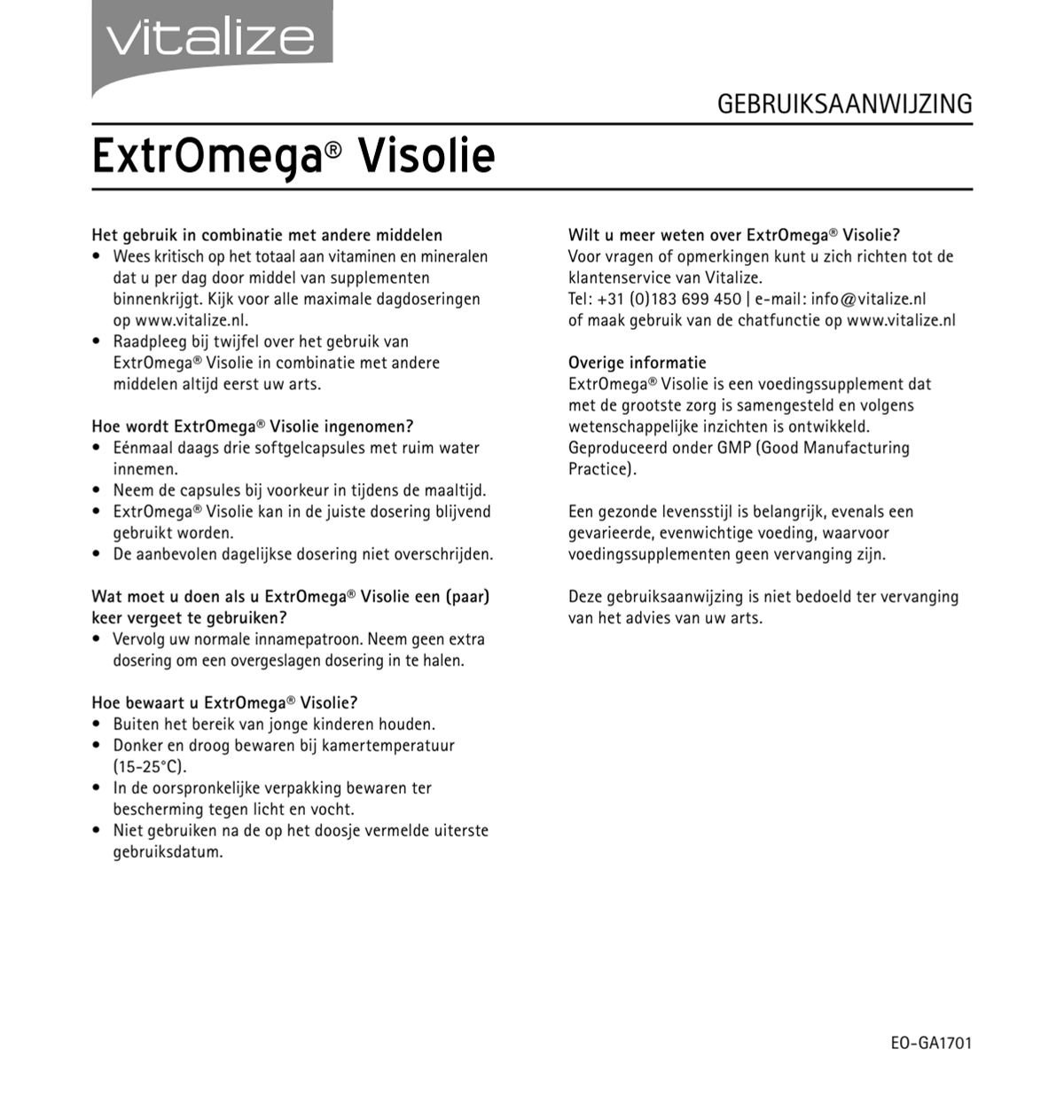 ExtrOmega Visolie Capsules afbeelding van document #2, instructions