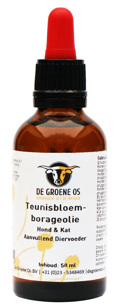 De Groene Os Teunisbloem-Borageolie Hond & Kat 50ML