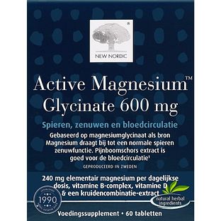 New Nordic Magnesium Active Glycinate 600mg Tabletten 60TB